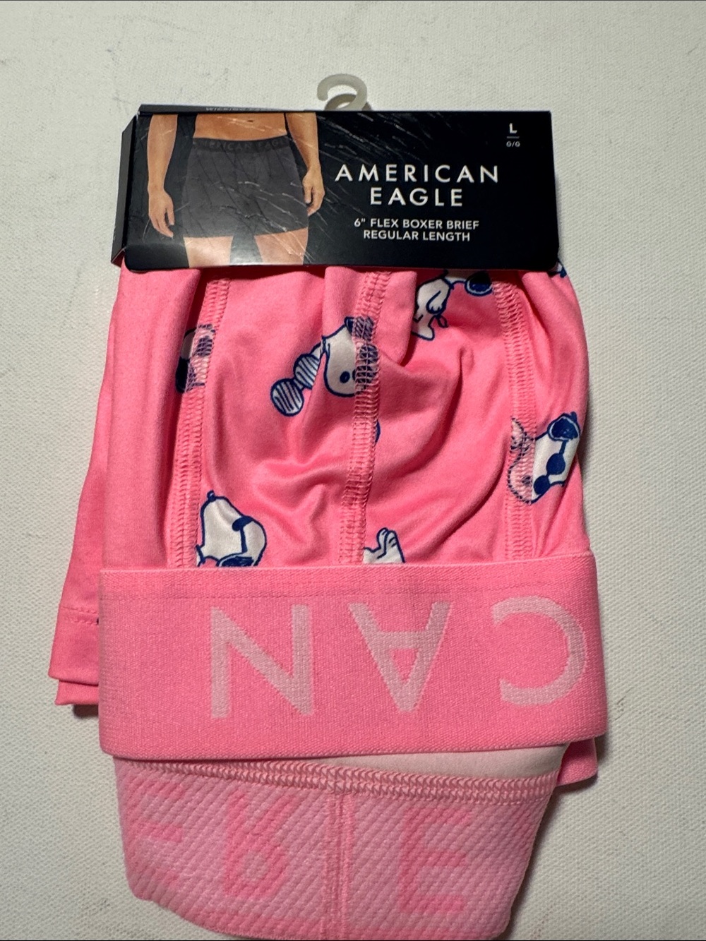 Snoopy Boxer Briefs Mens Large American Eagle Pink Flex